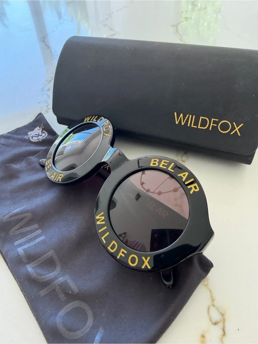 Wildfox Black and Gold Bel Air Round Sunglasses